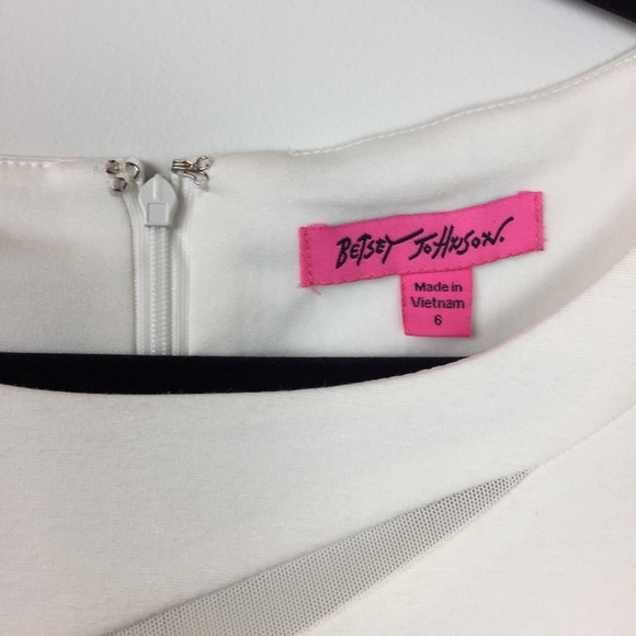Betsey Johnson Ivory Skater Dress Mesh Inserts 6 - Picture 2 of 8